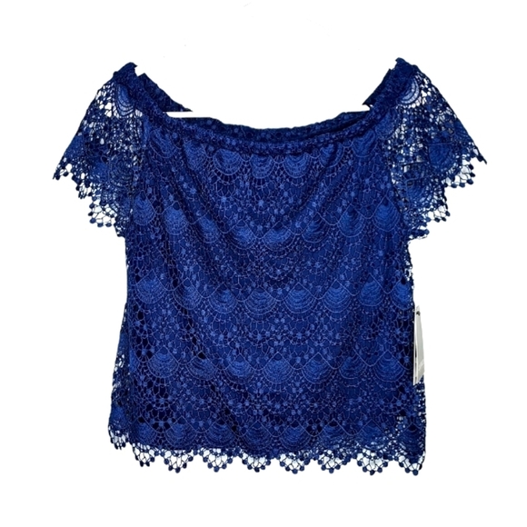 A.n.a NWT Navy Blue Lace Top Size Small - Picture 1 of 7